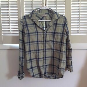 Everlane Button Up Plaid Linen Shirt